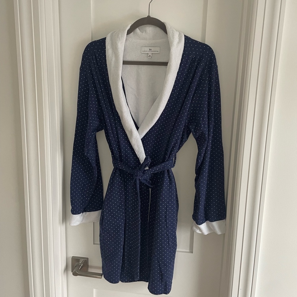Karen Neuburger women's polka dot robe, blue & white - GREAT CONDITION, Medium